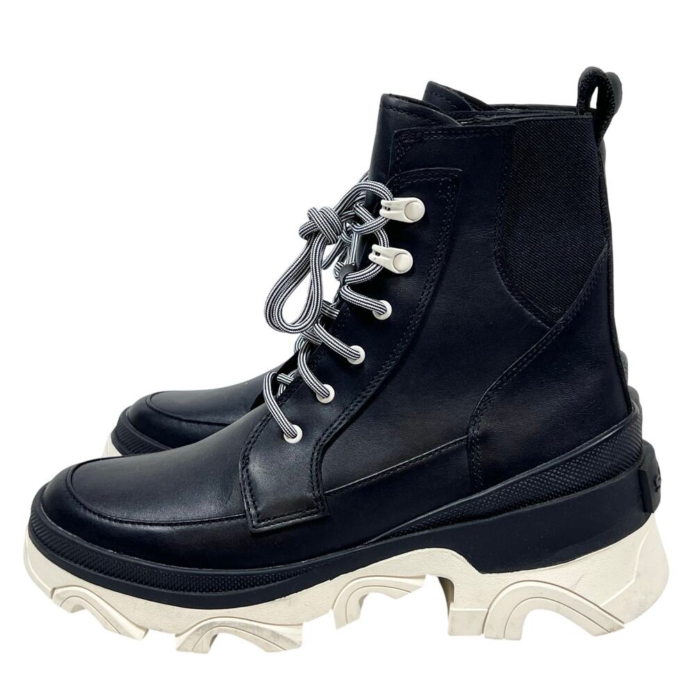 Sorel Brex Boot Lace Waterproof Boots Womens 8.5 Black White New - Picture 6 of 14